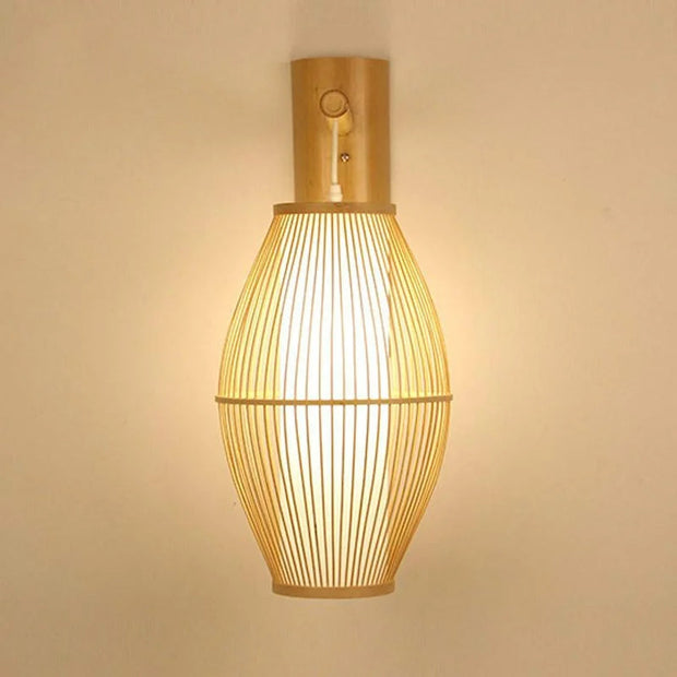 Japanische Wandlampe im minimalistischen Design Rattan Deko