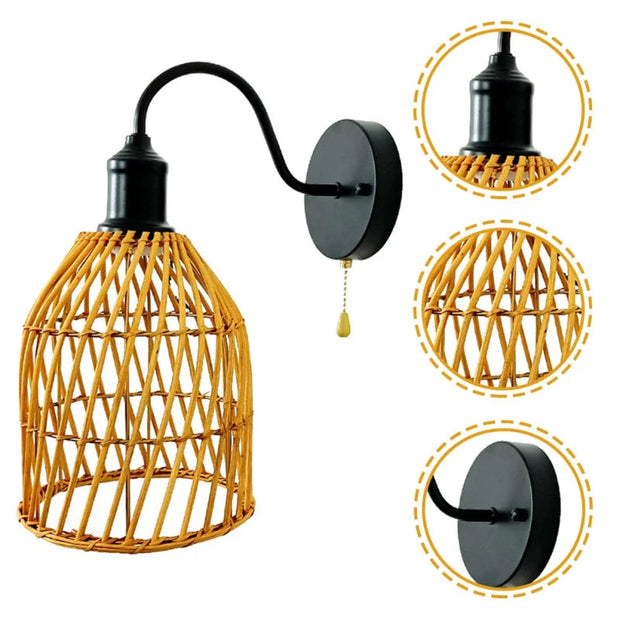Rattan Wandleuchte mit Schalter für stilvolle Beleuchtung Rattan Deko