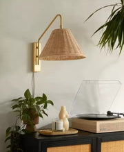 Wandlampe aus Rattan im Hutdesign Rattan Deko