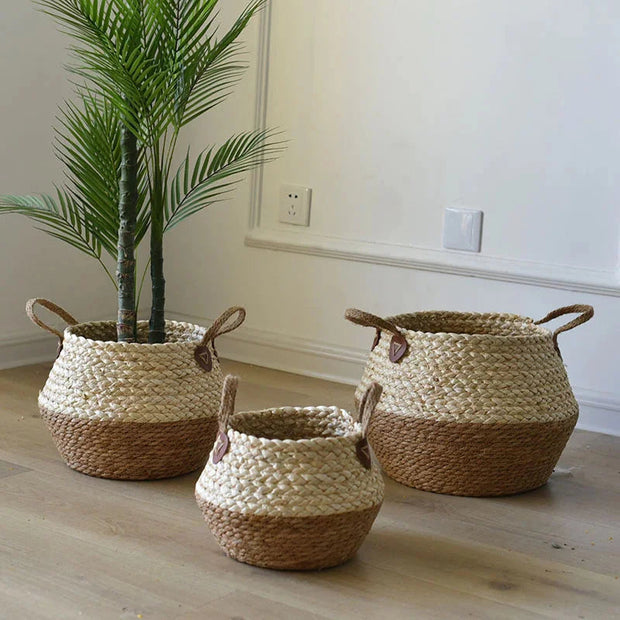 Korb-Pflanztopf aus Weide für Blumen und Pflanzen Rattan Deko