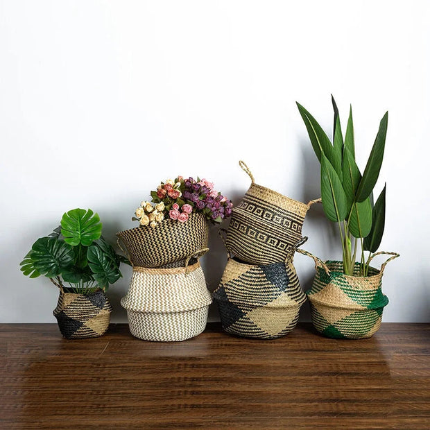 Dekorativer Cache Pot für Pflanzen und Blumen Rattan Deko