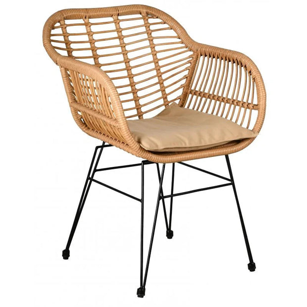 Synthetischer Rattan Stuhl für Garten und Terrasse Rattan Deko