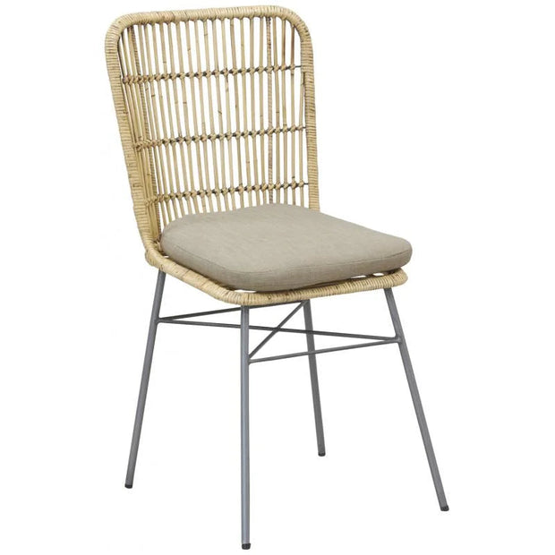 Rattanstuhl mit Kissen für Garten und Terrasse Rattan Deko