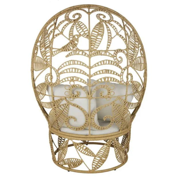 Eierstuhl für den Garten aus Rattan mit cremefarbenen Kissen - Rattan Deko