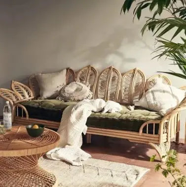 Rotin Fauteuil mit Blumenmuster für stilvolle Akzente - Rattan Deko