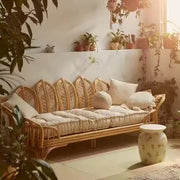 Rotin Fauteuil mit Blumenmuster für stilvolle Akzente - Rattan Deko