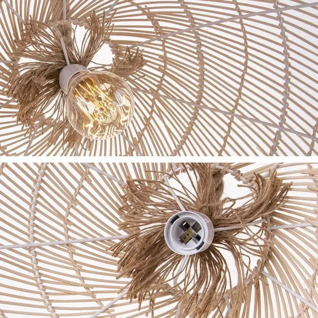 Hängelampe aus Rattan und Seil für stilvolle Beleuchtung - Rattan Deko