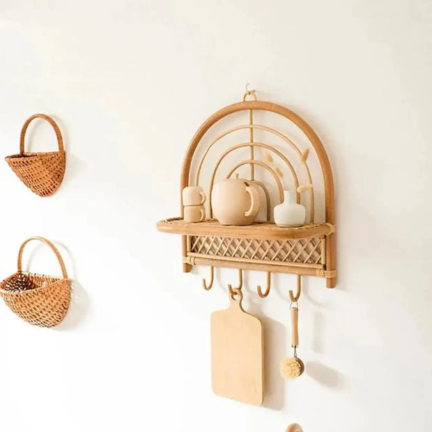 Regenbogen Rattan Wandhaken | LÉANDRE - Rattan Deko