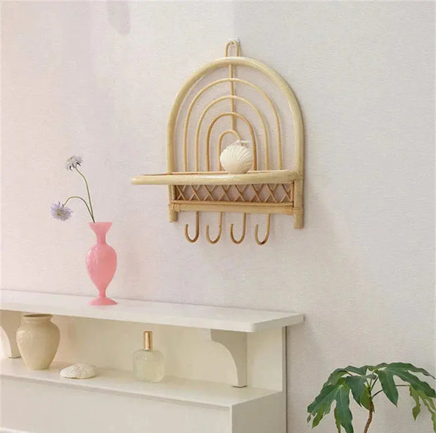 Regenbogen Rattan Wandhaken | LÉANDRE - Rattan Deko
