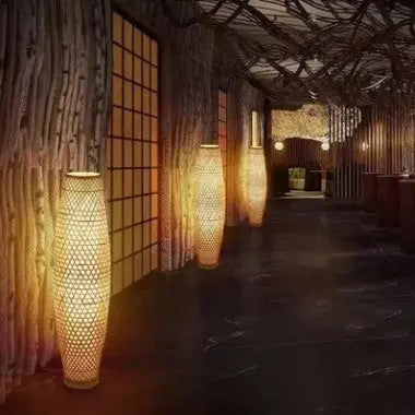 Lampadaire en rotin design vase pour intérieur moderne Rattan Deko