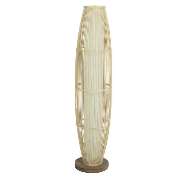 Bambus Stehlampe im zylindrischen Design für modernes Wohnen - Rattan Deko