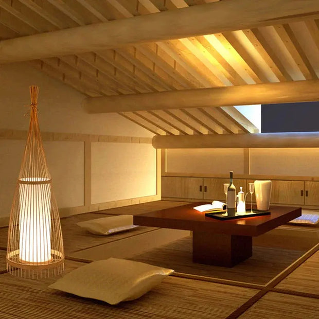 Rotin Stehlampe für elegantes Wohnen im Wohnzimmer - Rattan Deko