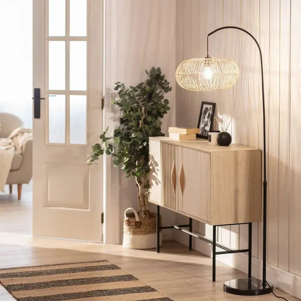 Lampadaire aus Rattan in hellem Design Rattan Deko