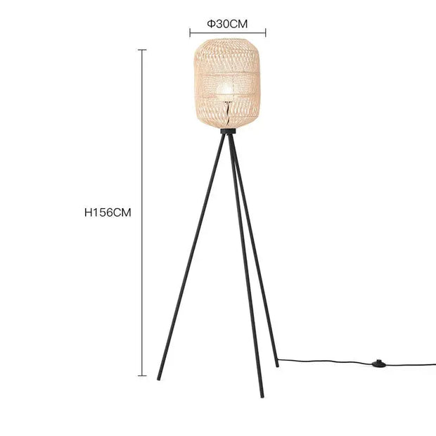 Lampadaire Trépied en Rotin für modernes Wohndesign Rattan Deko