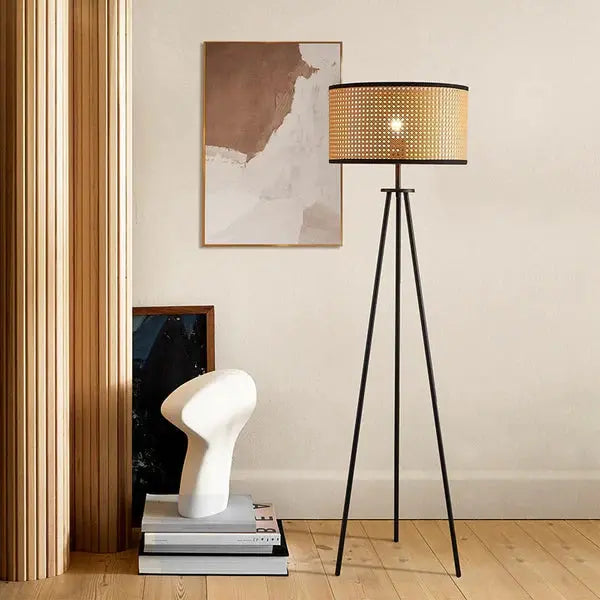 Lampadaire Trépied Cannage für stilvolle Beleuchtung Rattan Deko