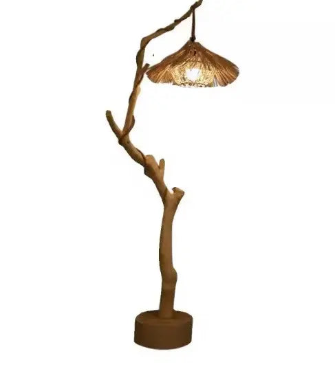 Rattan Stehlampe im Baumdesign für natürliche Wohnakzente Rattan Deko