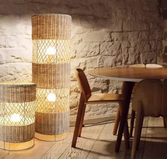 Lampadaire aus Rattan mit Gitterdesign Rattan Deko
