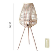 Rattan Laterne mit Kerze für stimmungsvolle Beleuchtung - Rattan Deko
