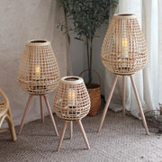 Rattan Laterne mit Kerze für stimmungsvolle Beleuchtung - Rattan Deko