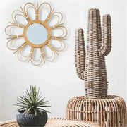 Runder Wandspiegel aus Rattan für stilvolle Dekoration Rattan Deko