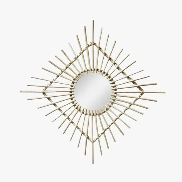 Rotin Sonnen-Spiegel im Vintage-Stil - Rattan Deko