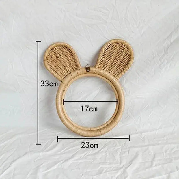 Rotin Spiegel in Bärenkopf-Design für natürliche Akzente Rattan Deko