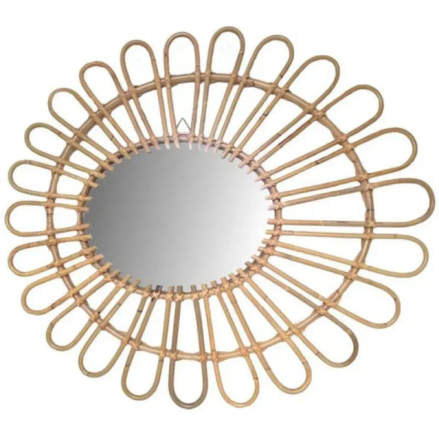 XL Rotin Spiegel für stilvolle Wohnräume Rattan Deko