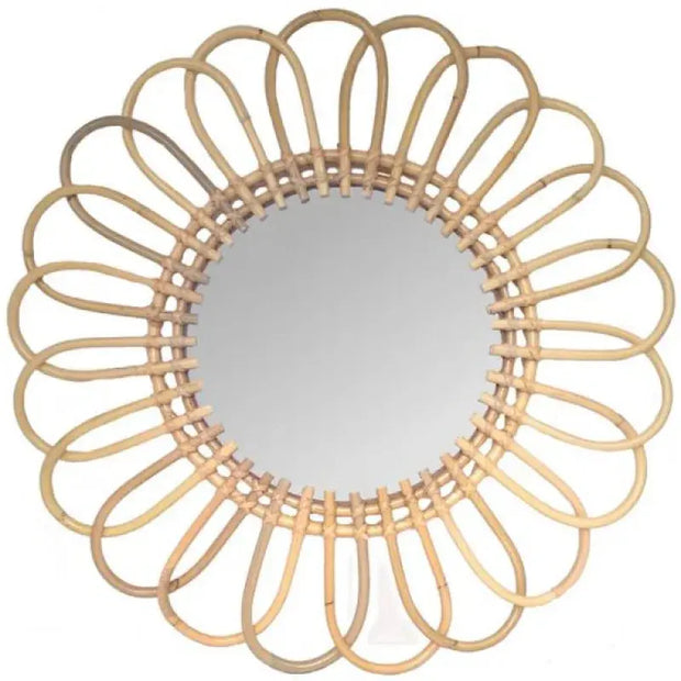 Retro Rattan Spiegel der 60er Jahre Rattan Deko