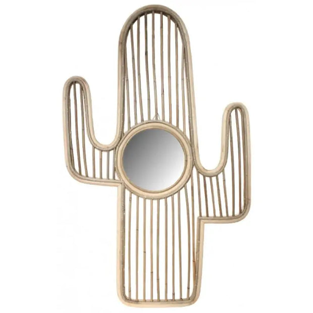 Runder Cactus-Rotinspiegel für natürliche Akzente Rattan Deko