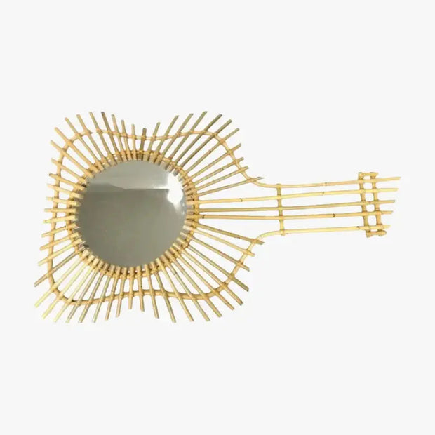 Rotin Gitarre Spiegel im Boho-Stil Rattan Deko
