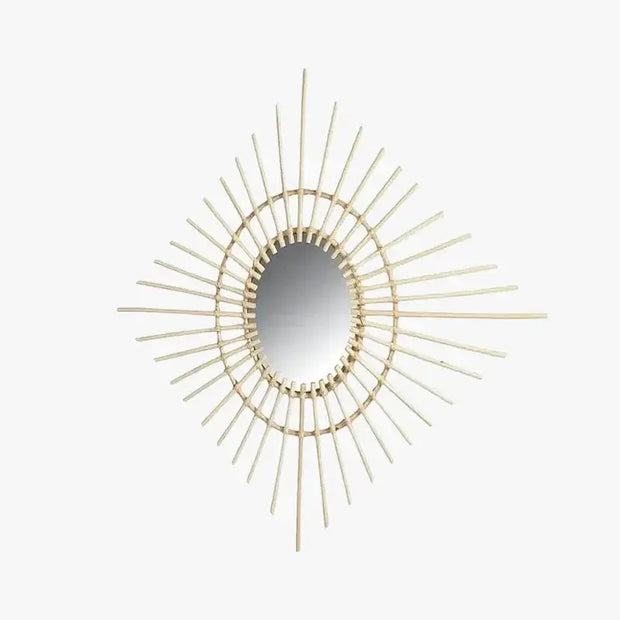 Diamantdesign Wandspiegel aus Rotin 60 cm Rattan Deko