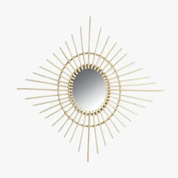 Diamantdesign Wandspiegel aus Rotin 60 cm Rattan Deko
