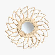 Rotin Sonnen-Spiegel mit spitzem Design - Rattan Deko