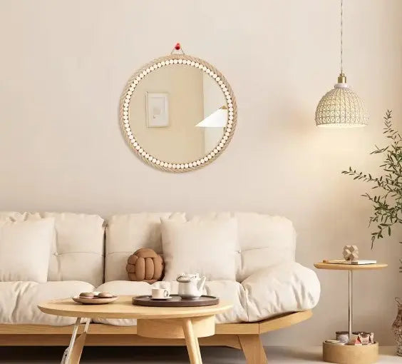 Boho Rattan Spiegel für natürliche Wohnakzente Rattan Deko