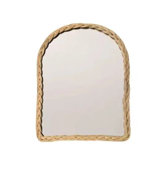 Runder Spiegel aus geflochtenem Rattan Rattan Deko