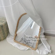 Runder Spiegel aus geflochtenem Rattan Rattan Deko