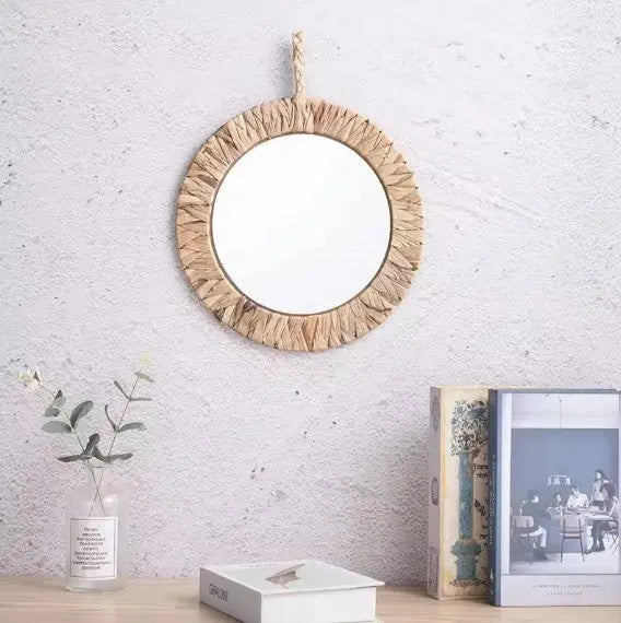 Retro Rattan Spiegel für stilvolle Wohnräume - Rattan Deko