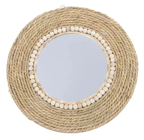 Runder Spiegel aus Rattan im modernen Stil Rattan Deko