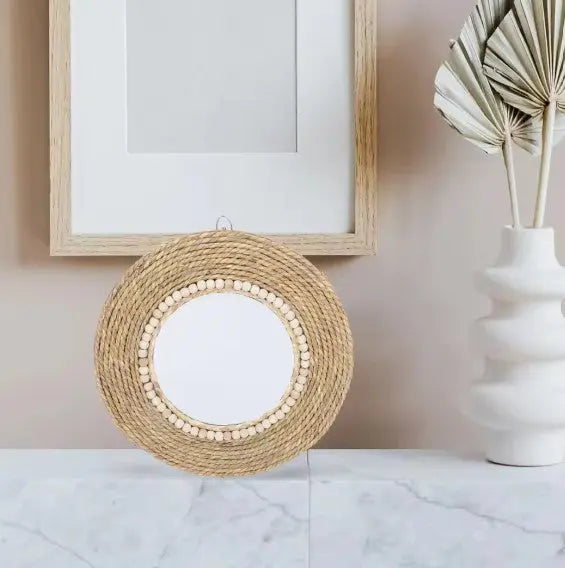 Runder Spiegel aus Rattan im modernen Stil Rattan Deko