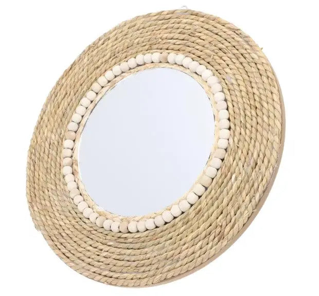 Runder Spiegel aus Rattan im modernen Stil Rattan Deko