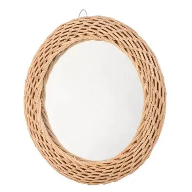 Runder Schminkspiegel aus Rattan für stilvolle Akzente Rattan Deko