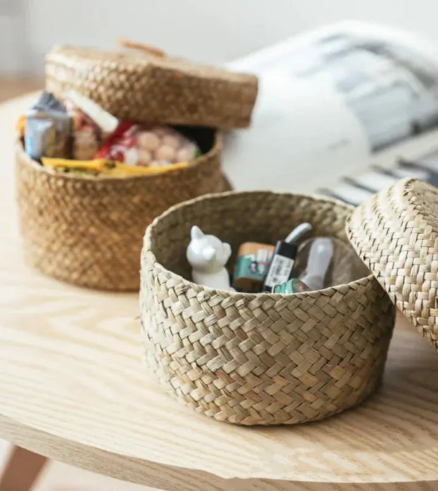 Rattankorb mit Deckel Rattan Deko
