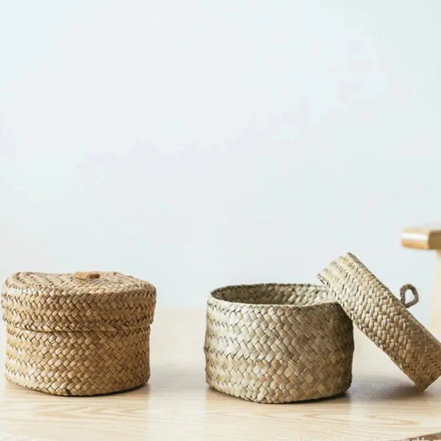 Rattankorb mit Deckel Rattan Deko