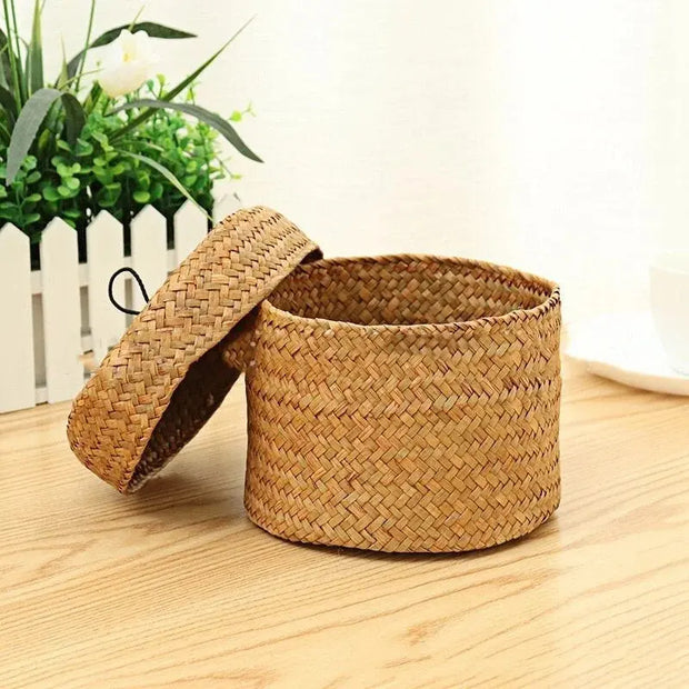 Rattankorb mit Deckel Rattan Deko