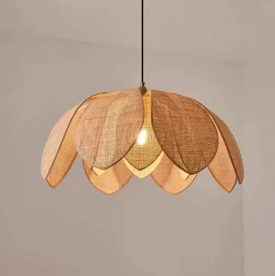 Rattanhängelampe Blütenblatt - Rattan Deko