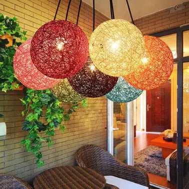 Bunte Rattan Kugellampe für stimmungsvolle Beleuchtung Rattan Deko