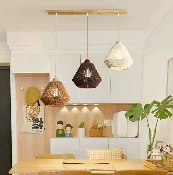 Moderne Trio Rattan Pendelleuchte - Rattan Deko