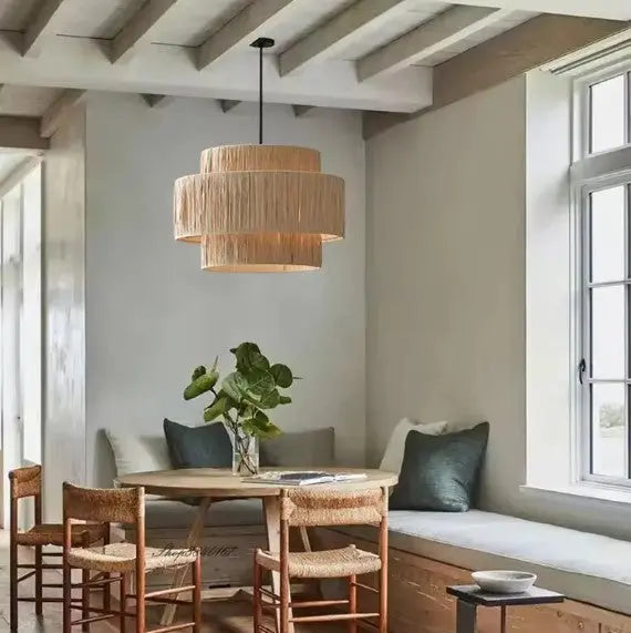 Vintage dekorative Rattan-Hängelampe - Rattan Deko
