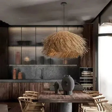 Retro Rattan Pendelleuchte Rattan Deko
