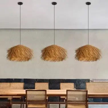 Retro Rattan Pendelleuchte Rattan Deko